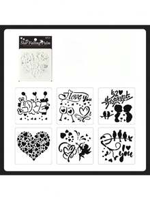 1Set Of 4 "Whispers Of Love" Hollow-Out Hand-Copy Newspaper Stencils - Cross-Border PET Material Spray-Painting DIY Drawing Templates - Sets - View 4