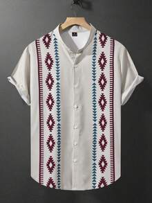 Manfinity CasualCool Men's Graphic Print Single-Breasted Casual Short Sleeve Shirt Men Fashion Shirts Men Clothes Men Shirts - Multicolor - View 3