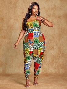 Brilight Women's Spring And Summer Knit One-Piece Pants And All-In-One Pants Feature Eye-Catching And Exaggerated Animal Print Designs, As Well As African Diverse Landscape And Canvas Prints. Daily Leisure, Gatherings, Holidays - Multicolor - View 7