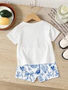 Bộ đồ bé gái thoải mái, năng động, in hình vỏ sò và biển cả, tay ngắn và quần short cùng họa tiết, thích hợp cho kỳ nghỉ hè, phong cách ngọt ngào và dễ thương mùa hè, phù hợp cho dã ngoại, hoạt động ngoài trời, chụp ảnh, đi học, thể thao, kỳ nghỉ, làm quà tặng. - Nhiều màu - Xem 3