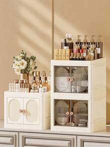 1pc Cosmetics Storage Box Household Luxury Desktop Dresser Skin Care Product Storage Box Facial Mask Dust Proof Drawer Sorting Cabinet Storage Rack - Multicolor - View 3