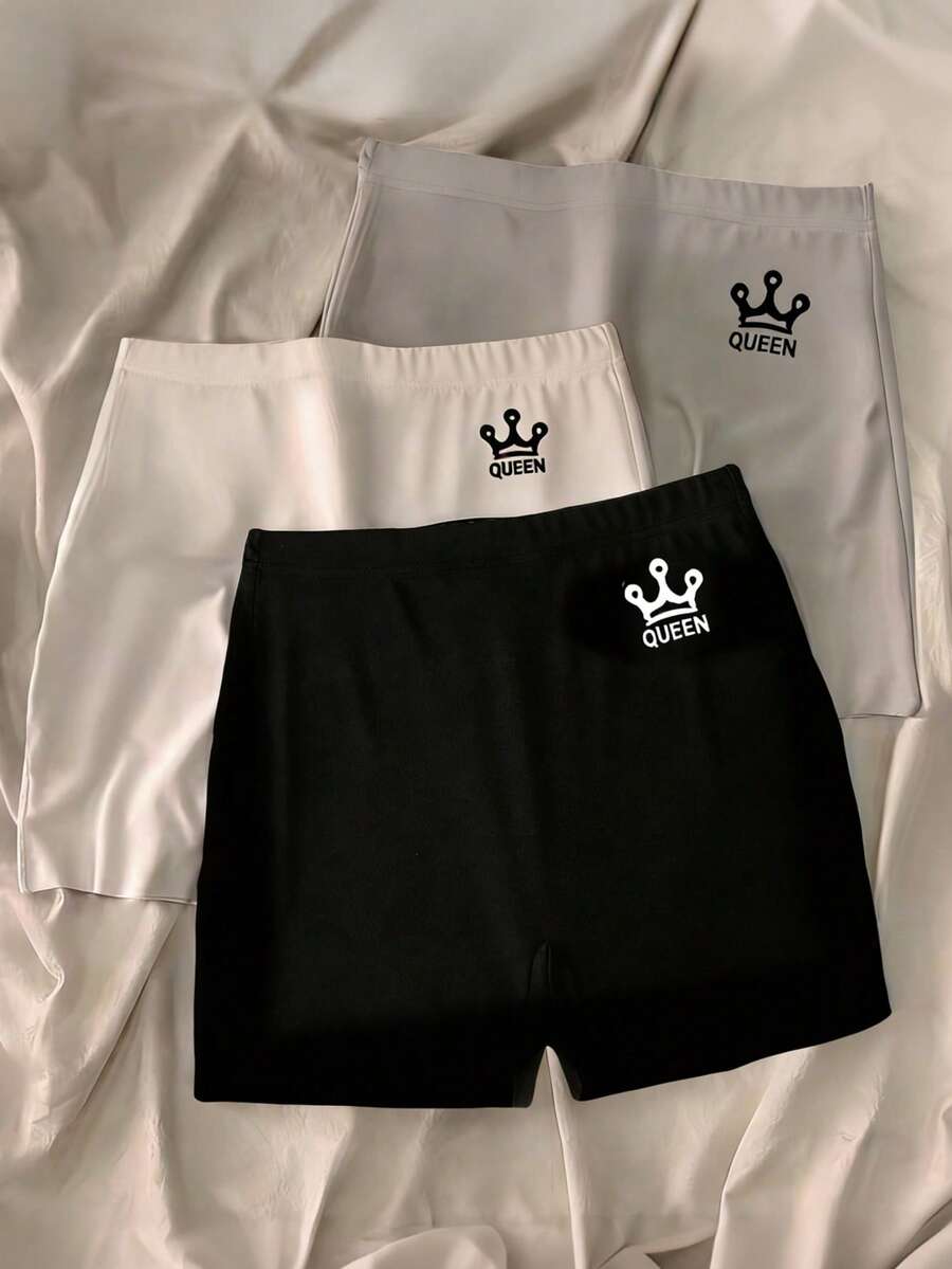 SHEIN Franclia 女士高腰显瘦提臀紧身短裤 - 黑色 - 查看 1