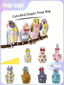 1pc Cute Parrot Suit, Diaper Poop Bag, Parrot Diaper Suitable For Parrots, Cockatiels, Pigeons-Washable Reusable Protective Parrot Nappy Clothes,Small Pet Bird Suit Liners(The Printing Position Is Random) - Multicolor - View 1