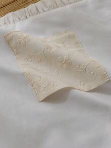 Ruffled Embroidered Cotton Coasters In Pink, Beige, Apricot, Delicate And Fresh For Tableware, Bowls, Tea Cups, Heat Insulation Pad To Protect Tabletop - White - View 6