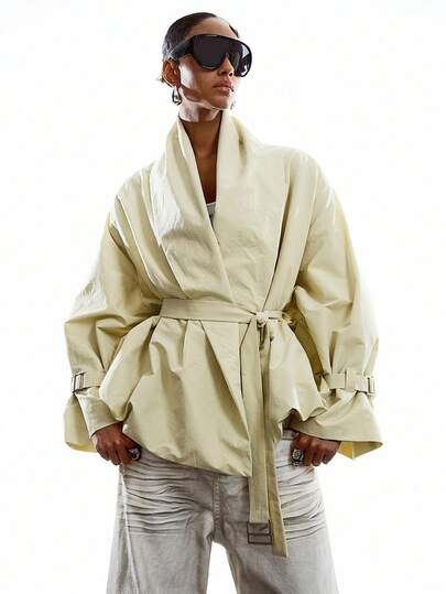 LYSMO 2026 New Arrive Minimalism Spring/Summer Women's Solid Color Minimalist Long Sleeve Trench Coat, Everyday Wear