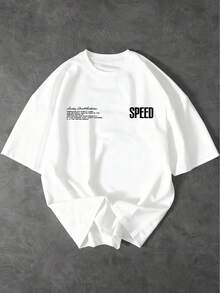 Glimmora Áo thun nam tay ngắn dáng rộng, thời trang thường ngày, phong cách đường phố, in khẩu hiệu đua xe, thích hợp mặc đi làm hàng ngày, mùa hè. - trắng - Xem 2