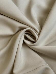 Roveilla 两件套女士加大码圆领金属纽扣前襟胸袋系带无袖衬衫搭配前拉链宽松阔腿裤，优雅复古法式办公室通勤商务休闲套装，秋冬季 - 杏色 - 查看 9