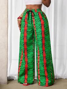 BamGleam Women's Printed Drawstring Waist Loose Pants - Multicolor - View 3