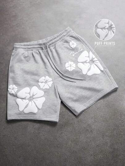 SLATEMANN Pantalones cortos casuales de verano para hombres con estampado floral y cordón en la cintura