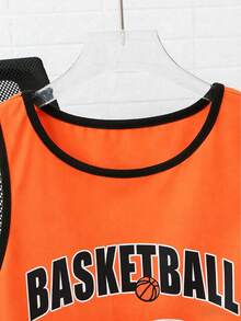 SHEIN 2pcs/Set Boys' Sports Casual American Letter Print Jersey Outfit - Multicolor - View 4