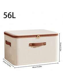 1/2 件装拉链布艺收纳盒，可折叠可水洗衣柜整理盒，带提手（米色） - 米色 - 查看 4