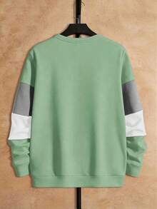 Manfinity VCAY Sudadera casual de cuello redondo de manga larga con color contrastante y corte holgado para hombre - Multicolor - Ver 2