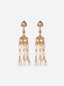 Opalesca Pendientes colgantes para mujer, accesorios de boda/novia, estilo fairycore/hada, perla, para mamá/mujer/niña/madre, elegante, premium, con flores, cristales, oro, para Pascua, para viajes/playa/vacaciones, estilo bohemio - Multicolor - Ver 1