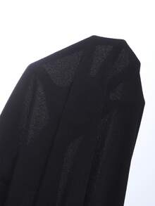 SHEIN 女童简约优雅黑色中长连衣裙，饰有蝴蝶结，圆领泡泡袖，A字腰身，适合日常、通勤、派对等场合。 - 黑色 - 查看 8