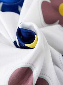 Sparklyn 2件套女童碎花印花T恤和高腰纹理阔腿裤套装 - 藏蓝色 - 查看 8