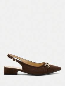 CUCCOO CURVES Women's Pointed Toe Buckle Design Everyday Versatile Fashion Wide Fit High Heels Valentine's Day - Brown - View 7