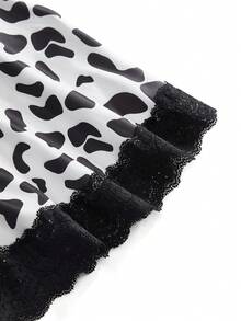 5pcs Cow Print Sexy Lingerie Set - Black and White - View 6