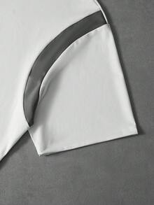Manfinity Roghcode Set di t-shirt con chiusura lampo a metà e pantaloncini con colletto, stile casual da strada adatto per viaggi e vacanze - Multicolore - Visualizzare 6
