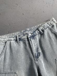 StoneGrade Bermudas de mezclilla holgadas con dobladillo crudo y desgastado para hombres - Lavado ligero - Ver 4