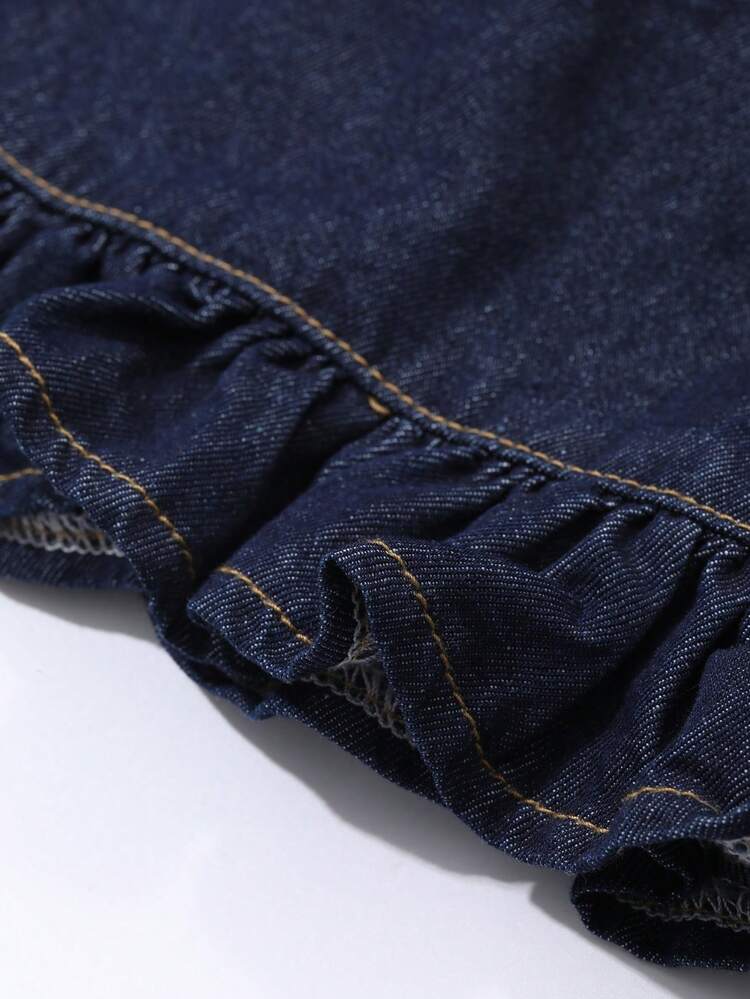 Women's Loose Ruffled Hem Casual Versatile Jeans, Suitable For All Seasons