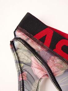 Men's Fashionable Letter Print Thong - Multicolor - View 4