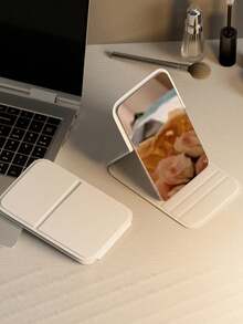 1/2 Pieces Portable Makeup Mirror, Solid Color, PU Leather, Simple, Portable, Foldable, Cute Miniature Mirror - Perfect - Multicolor - View 12