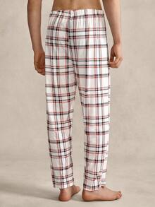 1pc Men's Retro British Style Contrast Plaid Pajama Pants - Multicolor - View 2