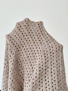 Louniche 春夏新款休闲镂空圆领宽松舒适柔软时尚百搭女式毛衣连衣裙 - 卡其色 - 查看 7