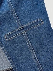 Sweetra 女士时尚休闲优雅百搭牛仔背心、夹克和外套 - 中等水洗藍 - 查看 4