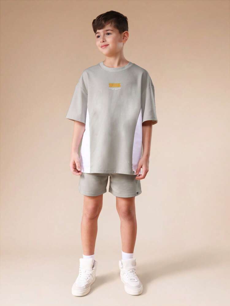 Color Block T-Shirt And Shorts Set
