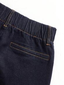 MOTF PREMIUM 女士阔腿压褶牛仔裤 - 藏蓝色 - 查看 6