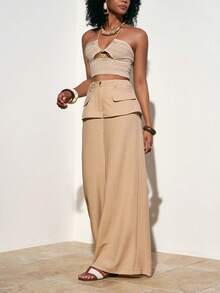 Zivah بنطلون كتان واسع الساق مع جيوب 2 في 1، بنطلون قصير لون المشمش، ملابس جديدة لربيع وصيف 2026 مناسبة للمناسبات المختلفة كالمهرجانات الموسيقية، عيد الفصح، ، عيد الحب، الحفلات، التخرج، الطلاب، الاستخدام اليومي، الرحلات، الشاطئ، الحفلات، الزفاف، الذهاب للعمل، الخروجات العطلات - لون مشمشي - مشاهدة 6