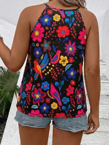 EMERY ROSE Atasan Tank Top Wanita Motif Bunga Terbaru, Tanpa Lengan Leher Bulat, Ukuran Plus Terlaris, Musim Semi/Panas - MultiWarna - View 2