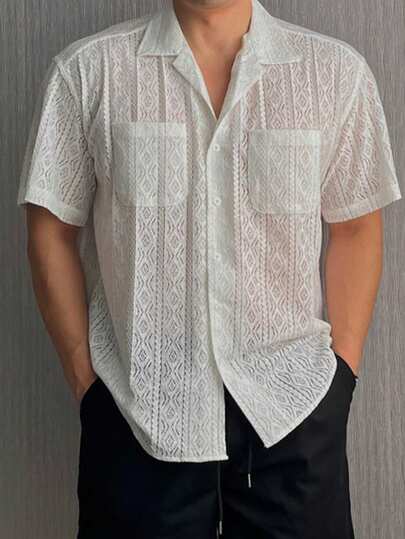 DAZY Men's Short Sleeve Shirt And Shorts Set, Multi-Color, Summer