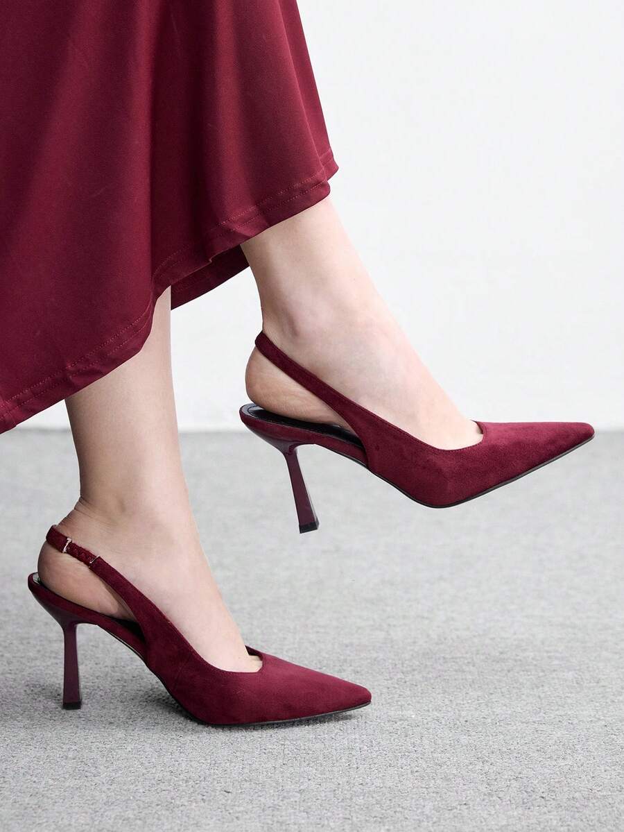 CUCCOO BIZCHIC Women's Pointed Toe Fashion High Heel Pumps Spring Shoes Spring Break Easter - Burgundy - View 1