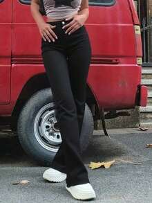 YOKASA  Jeans casuales de uso diario de ajuste regular para mujer, jeans holgados para mujer, vaqueros de cowgirl para mujer, para el Día de San Patricio, ropa urbana para mujer, jeans holgados brillantes, pantalones de fiesta, pantalones de pierna ancha, jeans de otoño para mujer - Azul - Ver 3