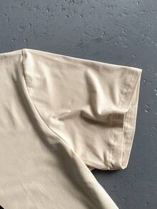 StoneGrade 男士时尚圆领短袖字母图案休闲T恤 - 卡其色 - 查看 7