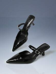 CUCCOO GRLICON 女士黑色时尚尖头粗跟高跟鞋 - 黑色 - 查看 1