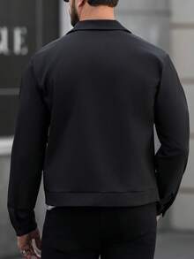 Manfinity Homme 成熟休闲夹克，带大口袋设计 - 黑色 - 查看 2