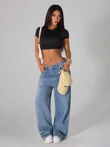 SHEIN PETITE Women's Short-Sleeve Fitted T-Shirt Set In Black, White And Gray - Multicolor - View 3