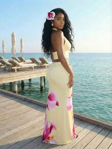 Slaydiva Hàng mới về mùa hè: Tiệc sinh nhật, Trở lại trường học, Phong cách Preppy, Trang phục học sinh, Đi chơi thường ngày, Các món đồ cơ bản đa năng, Thường ngày, Kỳ nghỉ, Du lịch biển, Bãi biển, Bên bờ biển, Tắm nắng, Các mặt hàng, Phong cách đường phố, Gợi cảm & Thanh lịch, Áo hai dây cổ yếm cổ chữ V, Chân váy maxi đuôi cá, Họa tiết hoa lớn, Bộ đồ nữ màu vàng kem - A - Màu vàng ngỗng - Xem 3