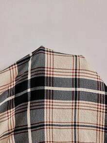 SHEIN Doze Lane Apricot Short Sleeve Printed Pocket Top & Black/Apricot Plaid Printed Pants Women Casual Pajama Set - Apricot - View 7