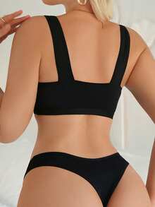 Conjunto de lencería de 3 piezas con cierre de botones delantero, cómodo y de moda - Multicolor - Ver 2