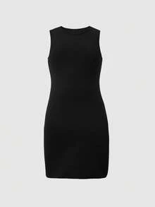 2件装少女无袖修身针织连衣裙，黑色/卡其色，弹力面料，适合日常、休闲、派对等场合 - 彩色 - 查看 5