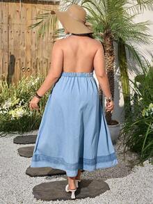 Breezaya Plus Size Women's Vintage Washed Denim Dress, Spring/Summer - Light Wash - View 2