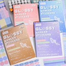 Bộ 4 giấy ghi chú dán có nhũ lấp lánh dễ thương | Giấy đánh dấu trang có viền cho sổ nhật ký và kế hoạch - Nhiều màu - Xem 11