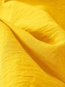 GlowEve Pleated Long Button Down Oversized Women Shirt - Yellow - View 3