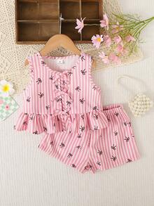 SHEIN 【隨機3款，發貨1套】驚喜盲盒少女夏季套裝淺粉色，少女2件套服飾 - 紅色 - 查看 4