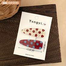 2pcs Vintage Autumn Winter Flower Acrylic Hair Clips Set For Women, Sweet Bangs Side Clips, Elegant Versatile Barrettes For Girls - Multicolor - View 8