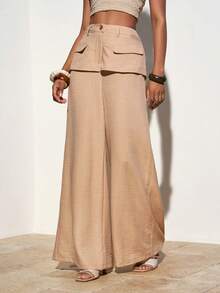 Zivah بنطلون كتان واسع الساق مع جيوب 2 في 1، بنطلون قصير لون المشمش، ملابس جديدة لربيع وصيف 2026 مناسبة للمناسبات المختلفة كالمهرجانات الموسيقية، عيد الفصح، ، عيد الحب، الحفلات، التخرج، الطلاب، الاستخدام اليومي، الرحلات، الشاطئ، الحفلات، الزفاف، الذهاب للعمل، الخروجات العطلات - لون مشمشي - مشاهدة 2